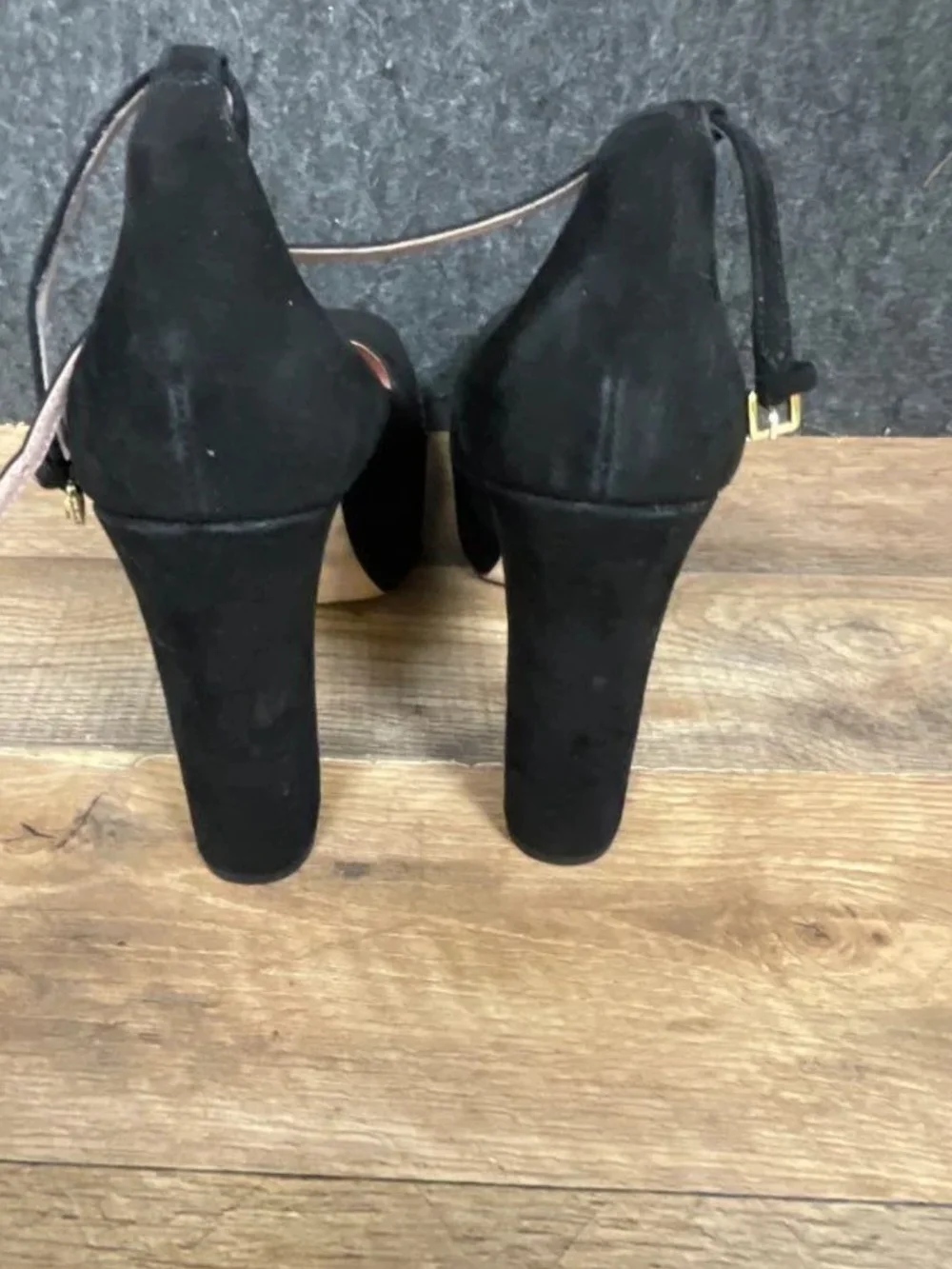 kate spade Black Suede Platform Block Heel Mary Jane Pumps